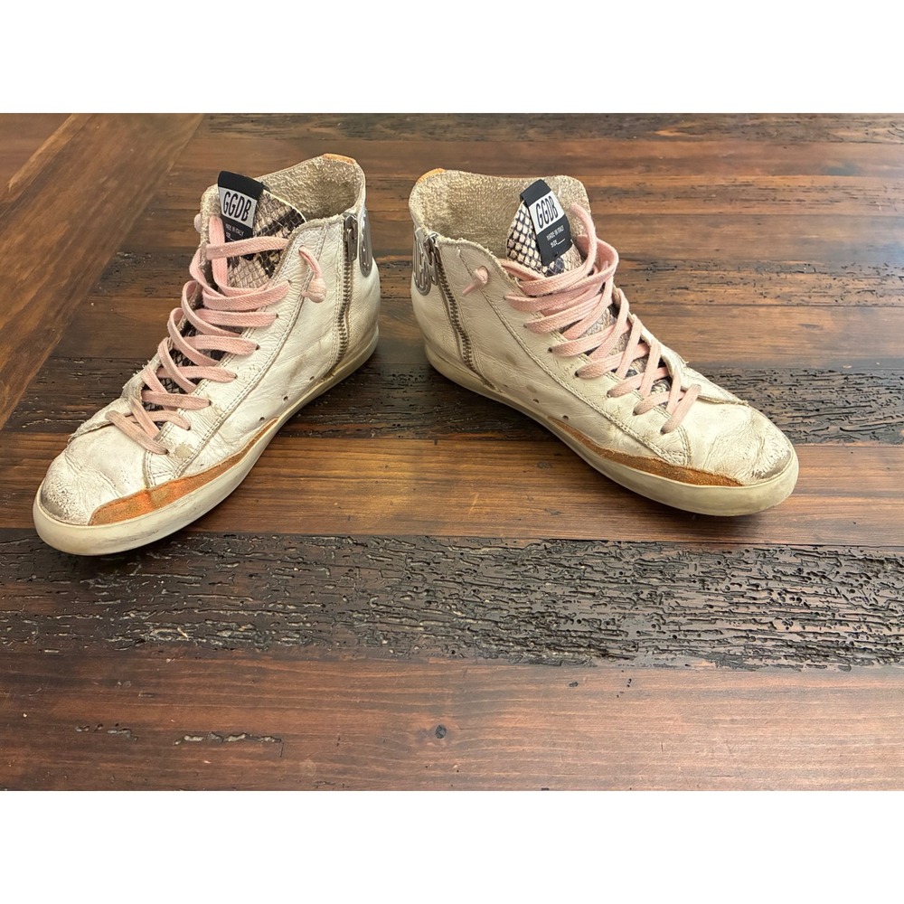 Golden Goose Francy Mid Top Women 8 Mixed Media Luxury Leather Metal Logo Crest